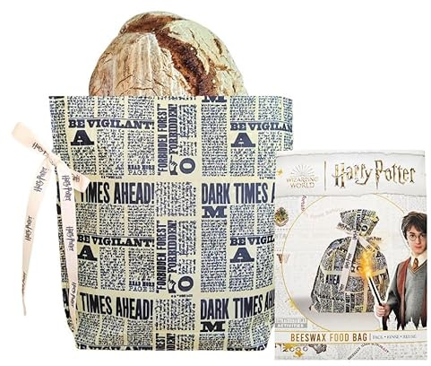 Harry Potter Bienenwachs beutel für Lebensmittel, Backwaren, Obst und Gemüse | Wiederverwendbare Bags für Frische Lebensmittel | 100% Natürlich Umweltfreundliche Lagerung (Daily Prophet, 30 x 32 cm)