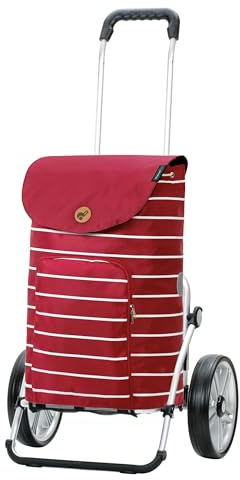 Andersen Einkaufstrolley - klappbar - 47 Liter | Aufhängung für Einkaufswagen - belastbar 50 kg - Aluminium - Trolley - Kugellager-Rad Ø 25 cm - Royal Shopper Mia rot