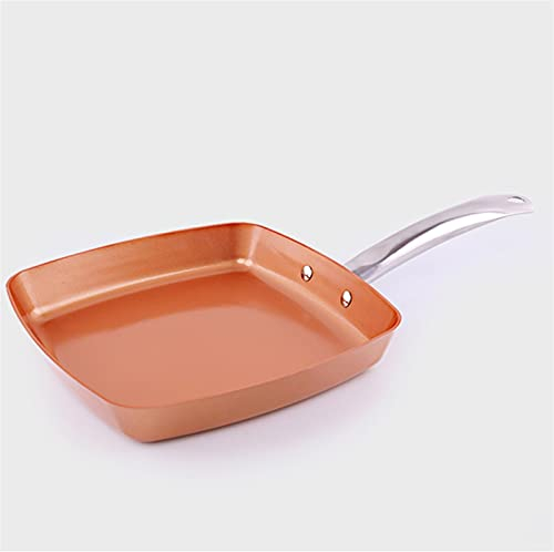 DLAZUM Cacerola 24CM Sartén de Cobre Antiadherente Sartenes de Chef de inducción Cacerola Horno Lavavajillas Sartén Antiadherente de Cobre Rojo Herramienta Kithen (Color