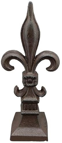 Generisch Gartendeko Lilie Gusseisen Fleur de LYS auf Sockel Höhe 25,9cm Zeitlose Skulptur Gartenfigur