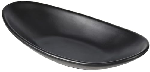 GIONAR Black Trinket Dish Ring Key Tray, Oval Melamine Resin Jewelry Bowl Decorative Dish for Entrance, Bathroom, Kitchen and Bedroom, 25.2x13.5x3.3cm