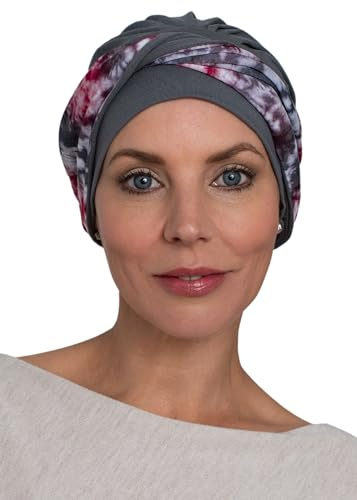 Deresina Aura Bambus-Turban – Chemo Kopfbedeckung für Frauen bei Haarausfall & Alopezie, Verstellbares Stirnband-Design, Einheitsgröße (Dunkelgrau)