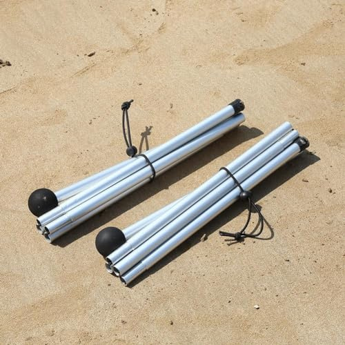 Palo pieghevole per tenda da spiaggia da 1,6/2 m, palo per tenda da tenda, pali per tenda con staffa pieghevole, pali regolabili per campeggio, feste all'aperto (testa piatta 2 m)