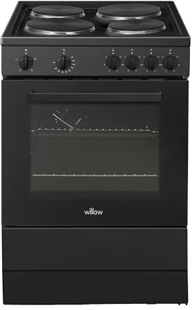 Willow WSE60BK 68L Freestanding Single Cavity Cooker, 60cm Electric Cooker - Black