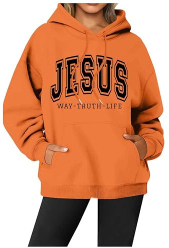 Sweatshirts Women Y2K Ladies Christmas Jumper Womens Sleeveless Jumper Women's Gilets Winter Jackets for Women Bunny Hoodie Long Cardigan Ladies Black Coat (Orange, S)