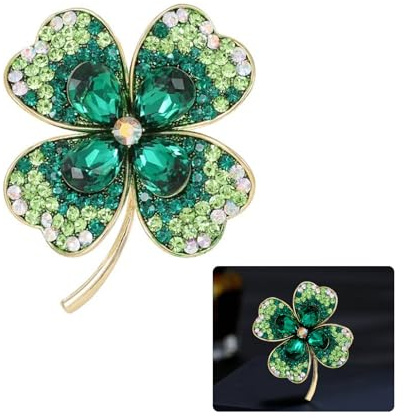 Lingia Broche Trèfle en Cristal Accessoire Vestimentaire avec Épingle de Sûreté Idéal pour Dîner et Fête d’Anniversaire