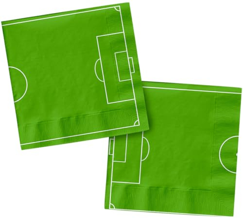 Folat 27569 Fußball Blau Grün Servietten - Fantastic Football - 33 x 33 cm - 20 Stück - Fussball Geburtstagsdeko für Kinder Junge und Mädchen Party Dekoration