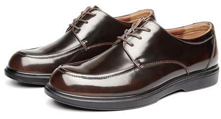 Allthemen Herrskor med snörning glänsande läderskor Oxford Brogue Derby Business formella skor, Brun, 42.5 EU