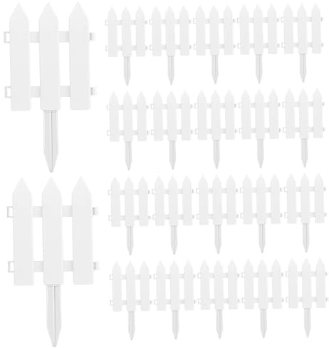 MOUNTTU Lot de 22 clôtures Blanches en Plastique Blanc, Petites et élégantes, Bordures décoratives de 20 x 18 cm pour Jardin, aménagement paysager et fermes.