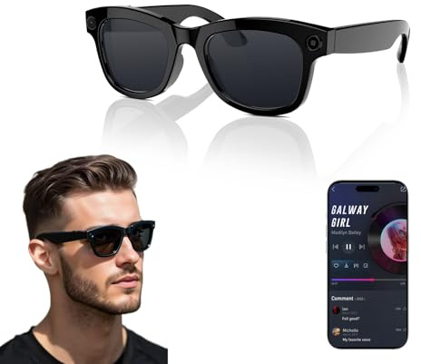 AI Smart Glasses with ChatGPT & 8MP Camera | HD Video Recording, Sunglasses with Real-Time Translation, Music & Voice Control, EIS Stabilization | WiFi & Bluetooth 5.3 Smart Eyewear for Travel & Work
