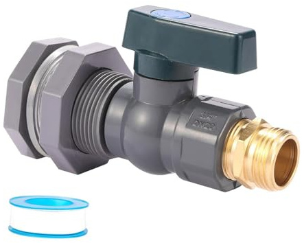 perfk Kit Rubinetto per barile di Pioggia con Rubinetto in PVC, valvola a Sfera in PVC da 3/4 di Pollice, Kit per Secchio per Serbatoio d'Acqua, Secchio