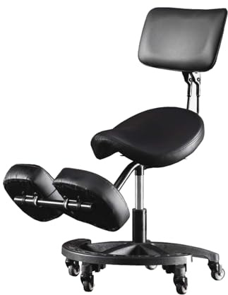Generisch Ergonomische Rückenlehne for Kniestühle, Linderung von Rückenschmerzen, Verbesserung der Körperhaltung, Rollen, Bürostuhl for Knien, höhenverstellbar(Leather backrest)
