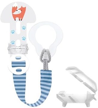 MAM Clip it! & Cover | Schnullerband mit Saugerschutz | längenverstellbarer Schnullerhalter mit abnehmbarem Ring | für Schnuller, Beißringe sowie Spielzeuge | Fuchs