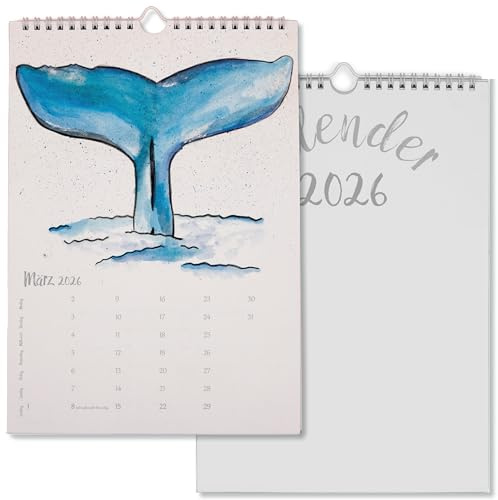 Bastelkalender 2026 FSC® DIN A4 zum Selbergestalten sanftweiß • Nachhaltiger DIY-Wandkalender zum Aufhängen • extra dicker 250 g/m² Recycling-Karton •Wandplaner