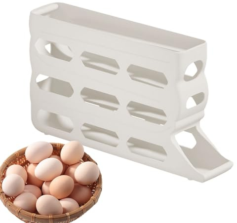 Bandeja Para Huevos De,Huevera de Frigorífico de 4 Capas con Automático | 30 Huevos Antideslizante Ahorra Espacio Para Mercados Desayuno Acampada Comidas Preparadas