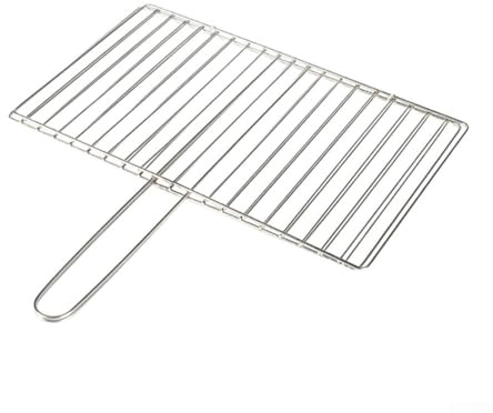 Griglia per pesce in acciaio inox con manico lungo e serratura di sicurezza per barbecue per cucinare carne e verdure, lavabile in lavastoviglie per una comoda pulizia (barra verticale 24 x 39 cm)