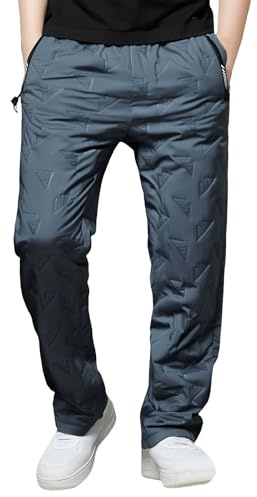 Generisch Pantaloni invernali da uomo, per il tempo libero, foderati in pile di agnello, spessi, termici, per attività all'aria aperta, vestibilità larga, da neve, caldi, da trekking, in pile, con