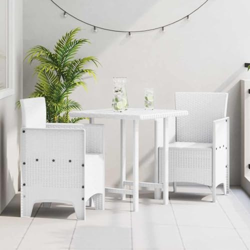 Ziaphsol Gartenstuhl 2er-Set Weiß, 53x49x85 cm, PP Kunststoff, UV-beständig, wasserdicht, Rattan-Optik, Bequeme Terrassenstühle für Garten und Balkon