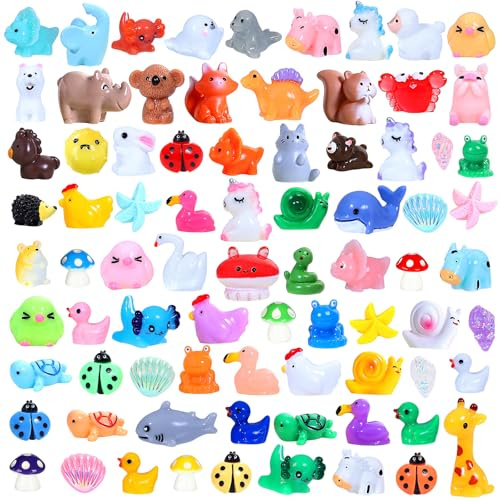 pupuluck 160 Pcs Mini Resin Animals Miniature Animal Figurines Bulk | Tiny resin animals for micro fairy garden decor landscape accessories and dollhouse hide crafts aquarium décor