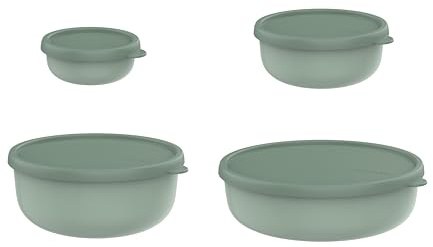 Mepal - Mikrowellengeschir set 4 teilig Lumina - Frischhaltedosen mit Deckel für Kühlschrank, Gefrierschrank, Dampfgarer & Mikrowelle - - Aufbewahrungsbox - 4.5 l - Nordic sage