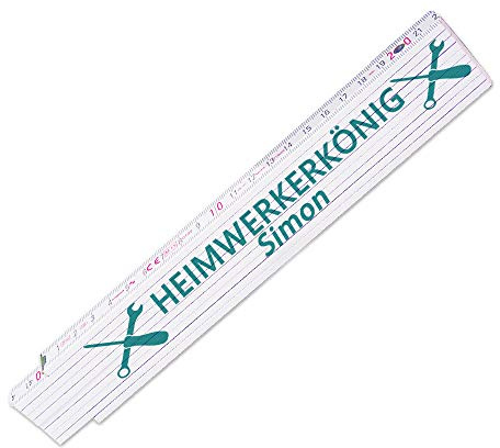 Zollstock mit Namen Simon und schönem Motiv - HEIMWERKERKÖNIG - für Männer | Metermaß | Glieder-Maßstab mit Namen bedruckt | Viele Namen zur Auswahl