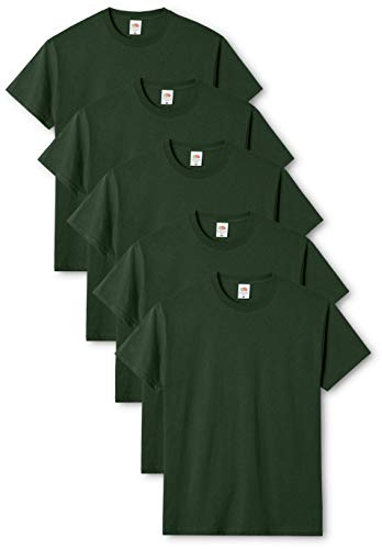 Fruit of the Loom Original T., T-Shirt Uomo, Verde (Bottle Green 38), Medium(Pacco da 5)