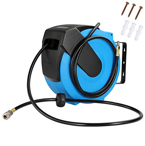 MONZANA® Compressed Air Hose Reel | Wall Mountable | 180° Rotatable | Pneumatic Air Compressor | 1/4 Inch Connection | Retractable Auto Rewind Tool | 20m