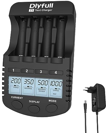 Dlyfull AA AAA Caricabatterie per Pile Ricaricabili Ni-MH Ni-CD Ricaricabili Caricabatterie con Funzioni di Carica、Scarica、Riparazione、Test