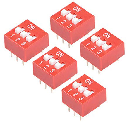 sourcing map 5 Pcs Pink DIP Switch 1 2 3 Positions 2.54mm Pitch for Circuit Breadboards PCB