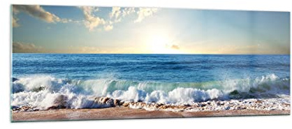 Panorama Bilder auf Glas Meer Ufer Wasser Glasbild 140x50cm Wandbilder Dekoration Wohnzimmer Schlafzimmer Küche Groß XXL Wanddeko Bild im Glas Wand Kunstdruck Art Modern Wall Decor GAB140x50-3551