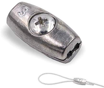 Licht-Zubehoer.de 10x Eiform Drahtseilklemme zum Schrauben, für Drahtseile Ø3,0mm | Zinkdruckguss, verzinkt, M5 Gewinde