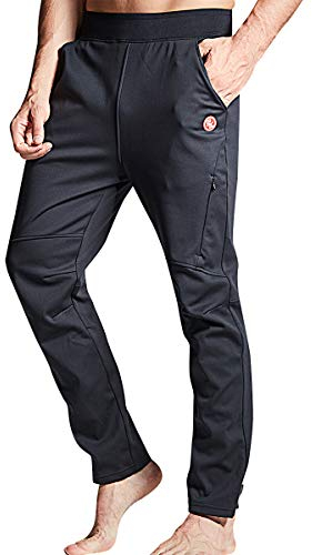 Souke Sports Winter Herren Fahrradhose Lange Thermo Outdoorhose mit Fleecefutter - Winddicht -Atmungsaktiv-Wasserabweisend Softshellhose