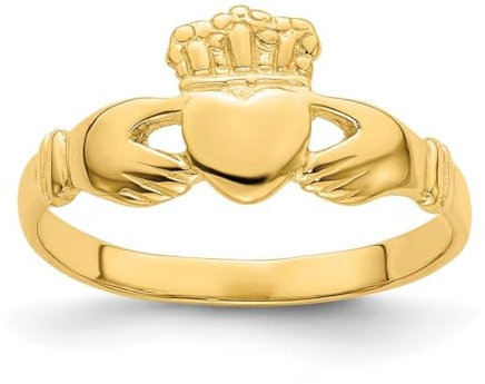 JewelryWeb Ring für Damen, 14 Karat Gold, irischer Claddagh-Stil, keltischer Dreifaltigkeitsknoten, hochglanzpoliert, Größe 7