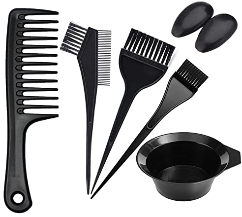 Keaiduo Haarfärbewerkzeuge, 7-teiliges Haarfärbewerkzeug-Set, Haarfarbe-Pinsel und Schüssel Set, DIY Salon Haar Tönungsschale, Färbebürste, Ohrabdeckung, Doppelseitiger Kamm