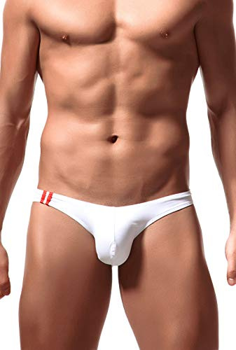 Newsywell Hombre Licra Elastica Cintura Baja Mini Talle Bajo Calzoncillos Refrescante Culturismo Basic Bikini Slip Ropa Interior Blanco X-Large