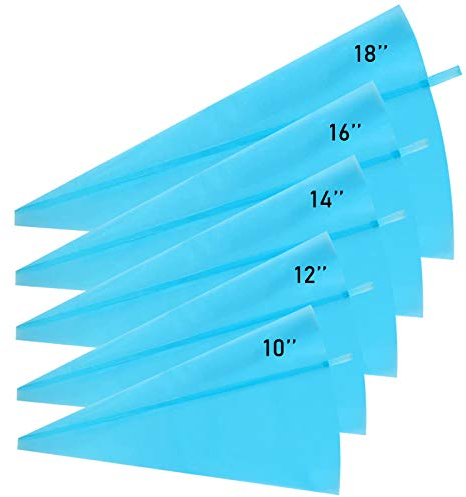 BEHAHAI 5 PCS Reusable Icing Piping Bags Cake Icing Bags Silicone Pastry Bag Icing Piping Cream Pastry Bag Reusable Silicone Piping Bags For Baking Cake Decorating Chocolate Sweets