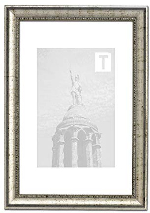 Barock-Bilderrahmen Ann-Kristin Silber 9 x 13 cm Museumsglas 2mm Perlenleiste geschwungen schmal
