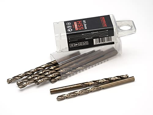 Ferrcan Forets pour métal HSS DIN338 M35 5% cobalt pour le perçage dans l'inox acier inoxydable, fer et autres métaux (paquet de 10 pièces par mesure) (5mm)