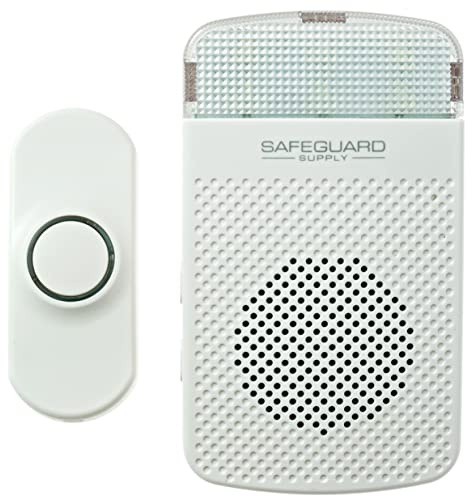 Safeguard Supply ERA-Doorbell-Plug In Wireless Doorbell Kit - 4000 ft Long Range Plug-in Receiver with Flashing Strobe - For Home Business Hearing Impaired Deaf & Notification in Noisy Locations