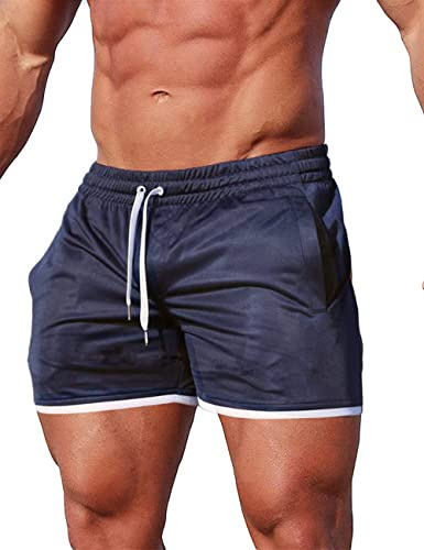Alienjoy Herrshorts sportbyxor löpshorts sommar träningsbyxor fitness träning utomhus sportbyxor med fickor snabbtorkande