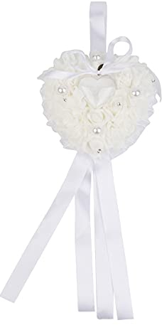 Tyenaza Ringkissen, Eheringkissen, Knospe Hochzeit Tasche Ringkissen Kissenhalter, Kissenhalter Weiß Bowknot Ringträger