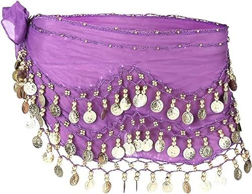 Kiuiom Cintura Danza Ventre,Sciarpa Danza Ventre,Cintura Danza Indiana,Ballo di Pancia Sciarpa Foulard Ventre Belly Dance Hip Scarfs Costume per Latino Americano,Festival,Performance Scenica (Viola)