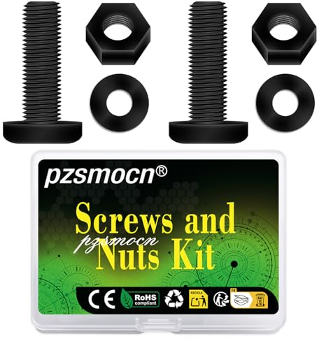 pzsmocn 90 Pièces/30 Ensembles M8*30 mm en Plastique Nylon Noir Croix Tête | Ronde Kit Bricolage Fil, Vis Rondelle Assemblage, Écrou Isolante Électronique, Hexagonal Taille Câble, Combinaison Standard
