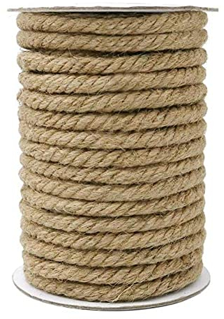 Natürliches Juteseil, 50 m, Gartenschnur, Hanfseil, Juteschnur, Schnur für nautische Landschaftsgestaltung, Geländer, Hängematte, Heimdekoration (gelb, 8 mm)