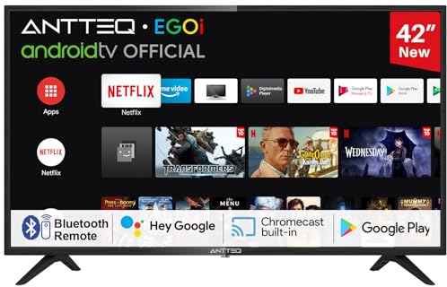 Antteq AG42F3 TV 42 Pollici(106cm) Smart TV LED Official Voice Assistance,Bluetooth Triple Tuner(DVB-C/S2/-T2), App Play Store(DAZN/Netflix/Prime Video),Wifi