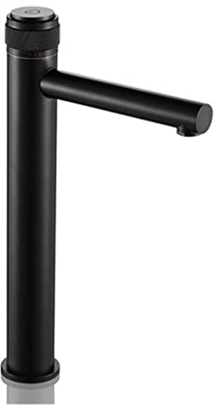Waschtischarmaturen, verchromtes Messing, Badezimmer-Waschbecken-Wasserhahn, Schlüssel, Druckknopf-Stil, Bürste, Gold, Warm- und Kaltwasserhahn (Color : Black Tall)