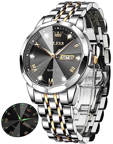 OLEVS Herrenuhren Business Kleid Luxus Armbanduhr Luminous Leicht zu lesen wasserdichte Edelstahluhr für Männer