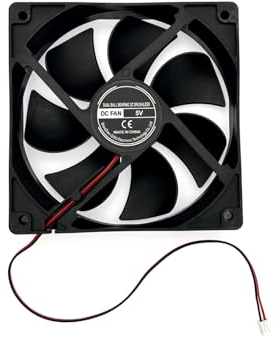 JZK Ventilateur 120 x 120 x 25 mm, 2 pôles, DC, 5 V, avec câbles, 120 x 120 x 25 mm, silencieux, 120 mm, 12 cm, 5 V, pour boîtier de PC, imprimante 3D, avec câble et prise