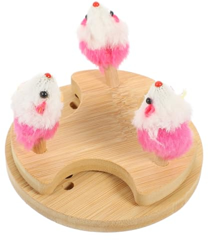 Kisangel Holz Katzen Spielzeug Turntable Interaktives Katzenspielzeug Für Hauskatzen Fördert Bewegung Und Intelligenz Zufällige Farben Langlebig Und Sicher