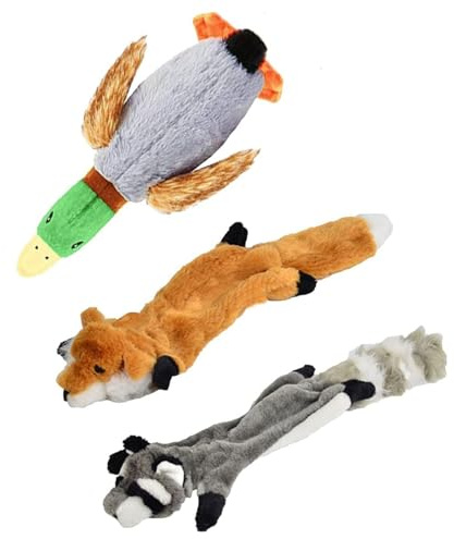Hund Quietschspielzeug Keine Füllung, 3er-Pack Hundespielzeug Crinkle Hundespielzeug für kleine Hunde Langlebiges Hundekauspielzeug Plüsch Welpenspielzeug für Zahnungsspielzeug Haustierspielzeug